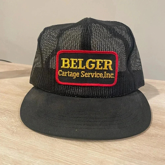 Vintage Belger Cartage USA MADE hat Patch All mesh trucker snapback. Rare. - Picture 1 of 5